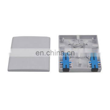 Wall Mounted Indoor 2 Core Port FTTH SC Fiber Optic Socket Terminal Box 86x86mm