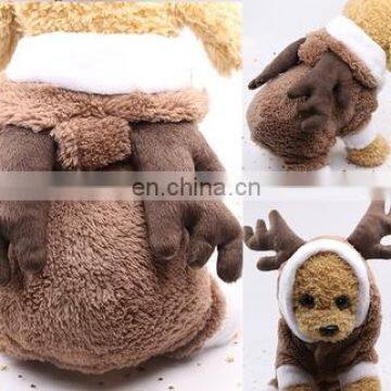 Cute Pet Dog Fleece Clothes Christmas Cosplay Winter Overcoat Cartoon Elk