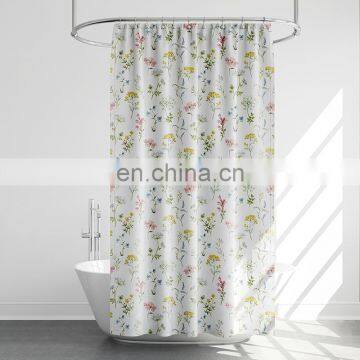 Polyester Digital Printing Blue Flower Shower Curtain For Girl photo-4