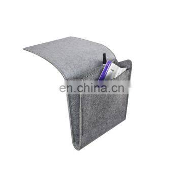 Eco-friendly Grey Felt Bedside Storage Caddy Bed Tidy Pocket Organizer Bag for Book Laptop Phone photo-4