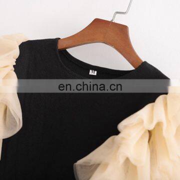 TWOTWINSTYLE Sexy Jumpsuit For Women Short Sleeve High Waist Patchwork Ruffle Slim Elegant photo-3