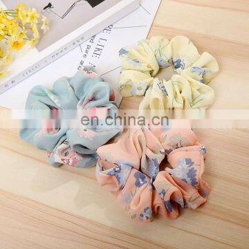 Large Women's Chiffon Flower Hair Scrunchies Hair Bow Chiffon Ponytail Holder free ship