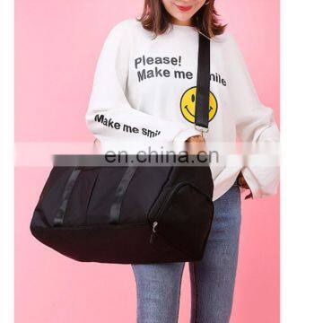 Black Women Travel Bag Large Wet Dry Storage Bag With Shoe Compartment