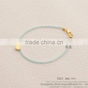 2015 fashion jewelry seed bead bracelet with alloy letter charm bracelet