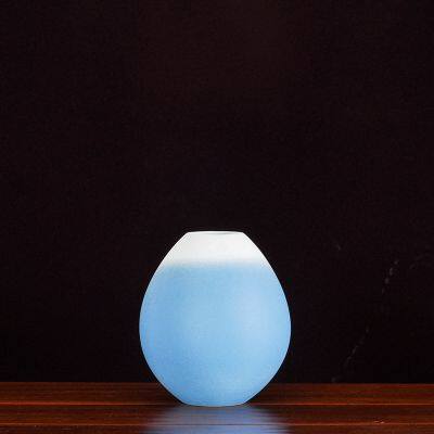 Chinese Simple Hand Made Frost White Blue Ceramic Flower Vase For Hallway Decor photo-2