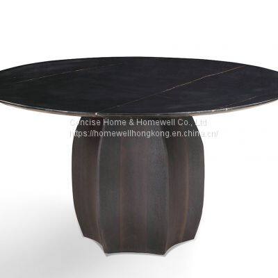 Contemporary Luxury Dining Table DT1705 Natural Marble or Wooden Top With Wooden Base photo-2