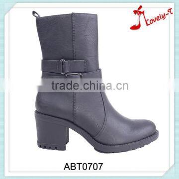 Wholesale cowboy female half boots women zipper boots high heels with buckles