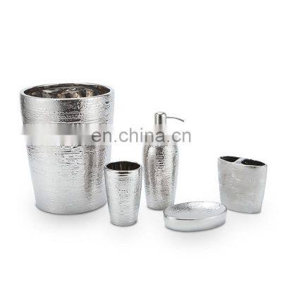 New Design ceramic Silver bathroom accessories five pieces bathroom accessory set