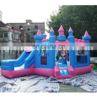 Chinese manufacture pink princess theme bouncer slide bouncy castle inflatable