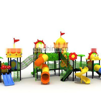 kids outdoor large slide and swing playground equipment with climbing wall