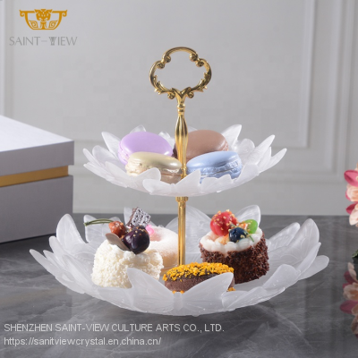 SAINT VIEW 2022 Butterfly Crystal Double-deck Dessert Cake Candy Display Rack Party Wedding Tray Table Centerpiece photo-3