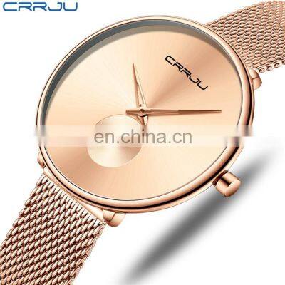 CRRJU new 2165 ladies stainless steel strap mesh strap watch simple fashion vibrato phantom student