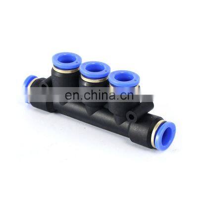 SNS SPW Series push in connect triple branch union plastic air hose pu tube connector manifold union pneumatic 5 way fitting