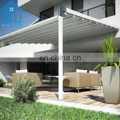 Motorized Aluminum Frame Patio Retractable Pergola Awnings Roof System