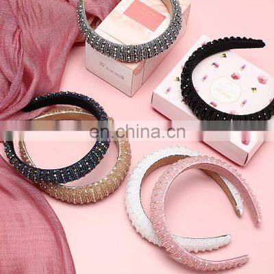 Crystal Headbands Fashion Hair Hoop Bands Bezel Luxurious Rhinestones Sponge Hairbands Women Hair Accessories Headdress photo-4