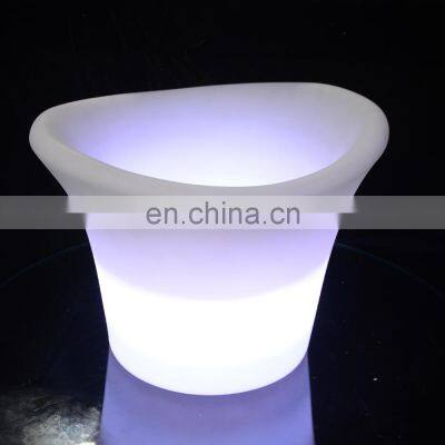 Waterproof with Colors Changing Glowing Plastic led ice buckets custom large Oval Shape Boat Led Flashing Beverage Wine Bucket