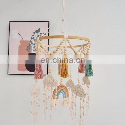 Macrame Nursery Mobile Baby Shower Gift Colorful Tassel Mobile Boho Nursery Decor, Nursery Woodland Vietnam Supplier