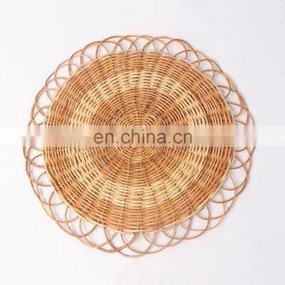 New Wicker Rattan Placemat, Flower Pattern Rattan Wall Decoration Beautiful Woven wall decor basket