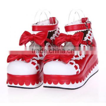 7 CM red bow campus Lolita shoes for girls