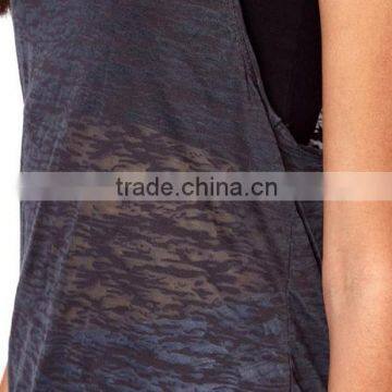 Blank Transparent Drop Armhole Tank Top/Sexy Sleevless Blouse photo-3