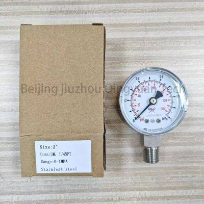 Stainless steel air liquid test diameter axial radial piping type back typed  0.6, 1,3, Mpa pressure gauge
