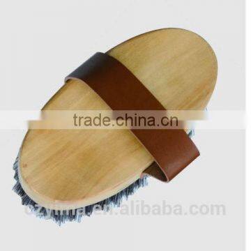 wooden horse body brush for horse cleaning