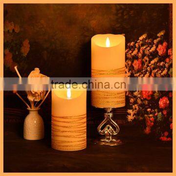 Remote Control Set of 3 Real Wax Flameless LED Pillar Candles photo-3