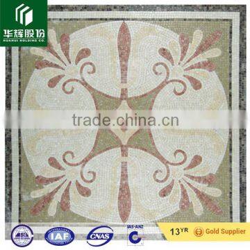 brown, yellow, white, red marble mosiac patterns for floor medallion