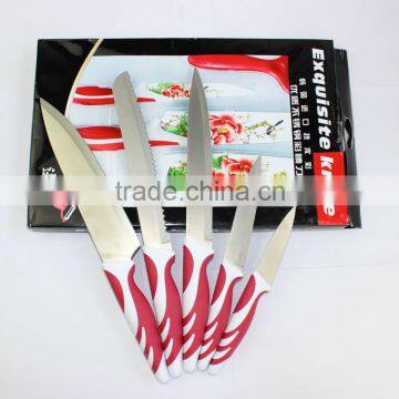 Flower printing knife kitchen knife with TPR handle