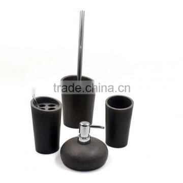 Black Polyreisn Sandstone Bathroom Accessories Set for Hotel and Home