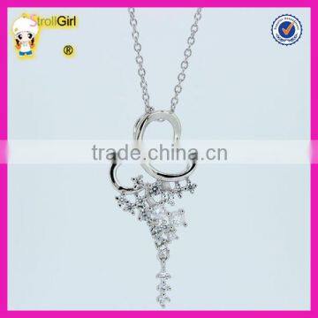 New fashion butterfly shaped necklace with zircon, pure silver chain girls butterfly necklace