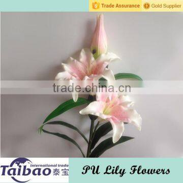 Tianjin Taibo wholesale long casing stem PU lily flowers for decoration