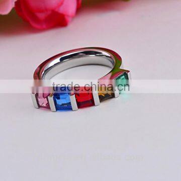 Womens CZ Diamond Rainbow Rhinestone Classic Engagement Bridal Designs Fashion Jewelry Ring photo-4