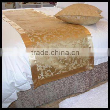 100% polyester gold hotel decorative bed runner and bed skirt