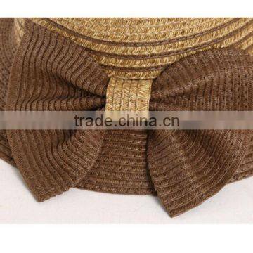 QXSH0010 Summer Paper Straw Hat New Design Butterfly Knot Beach Hat With Ribbon photo-4