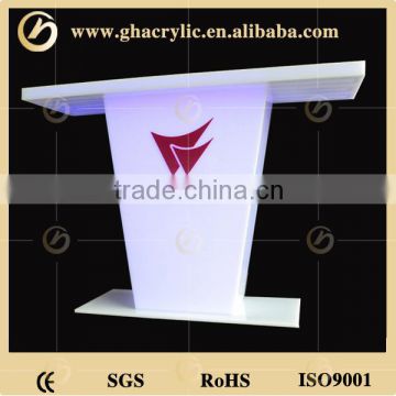 WHITE COLOR lectern, podium acrylic podium, high quality acrylic platform with lights