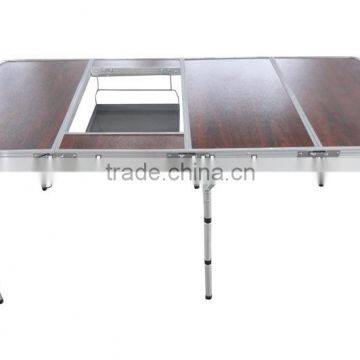 folding Barbecue BBQ side Table with iron pan/camping BBQ grill table folding legs/Camping Furniture