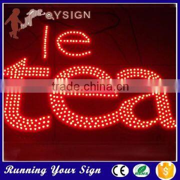 2015Hot sale punching holes LED tea metal alphabet