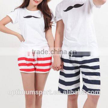 red and white striped women shorts/black and white striped men shorts/couple beach shorts