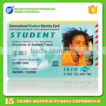 custom printed NFC iso 14443a rfid fudan f08 pvc photo id card for student