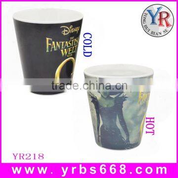 18 years factory direct sales V shape ceramic coffee magic photo mug