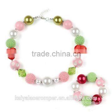 Toddler jewelry set-colorful chunky bead necklace, BubbleGum necklace bracelet