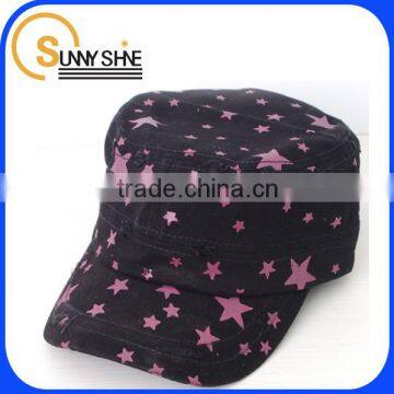 Sunny Shine floral printed short brim 5panel baseball Cap hat