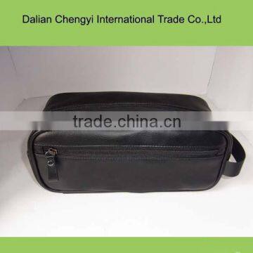 Manufacturer commercial black color pu cosmetic bag foe men