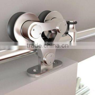 Stainless Steel Top Mount Dual Wheel Rolling Door Hardware for Wood Doors