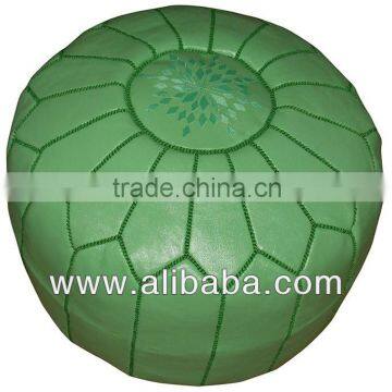 Light Green Handcrafted Moroccan Leather Pouf