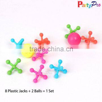 Kids Birthday Party Gift Colored Jacks and Plastic Toy Balls 8 Jacks & Ball Set