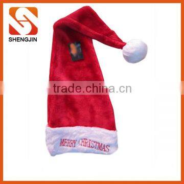 Embroidery Long Xmas plush Santa hat