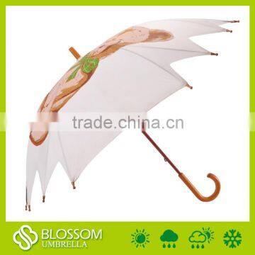 China auto open wood shaft irregular umbrella