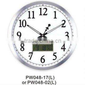 analog wall clock with digital LCD calendar